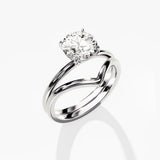 1.50 CT Round Cut Moissanite Bridal Ring Set with Plain Wedding Bands 3