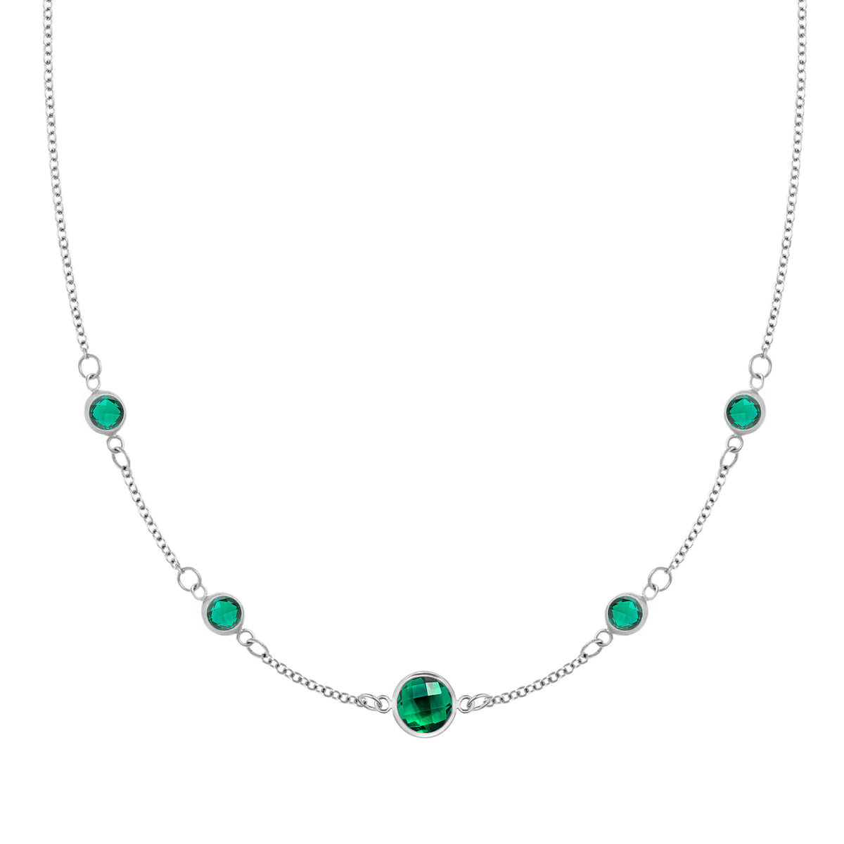 0.84 CT Round Emerald Lab Made Diamond-May Birthstone Dainty Necklace 5