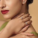 Stunning 1.0 CT Pear Moissanite Engagement Ring with Two Stone Design 5