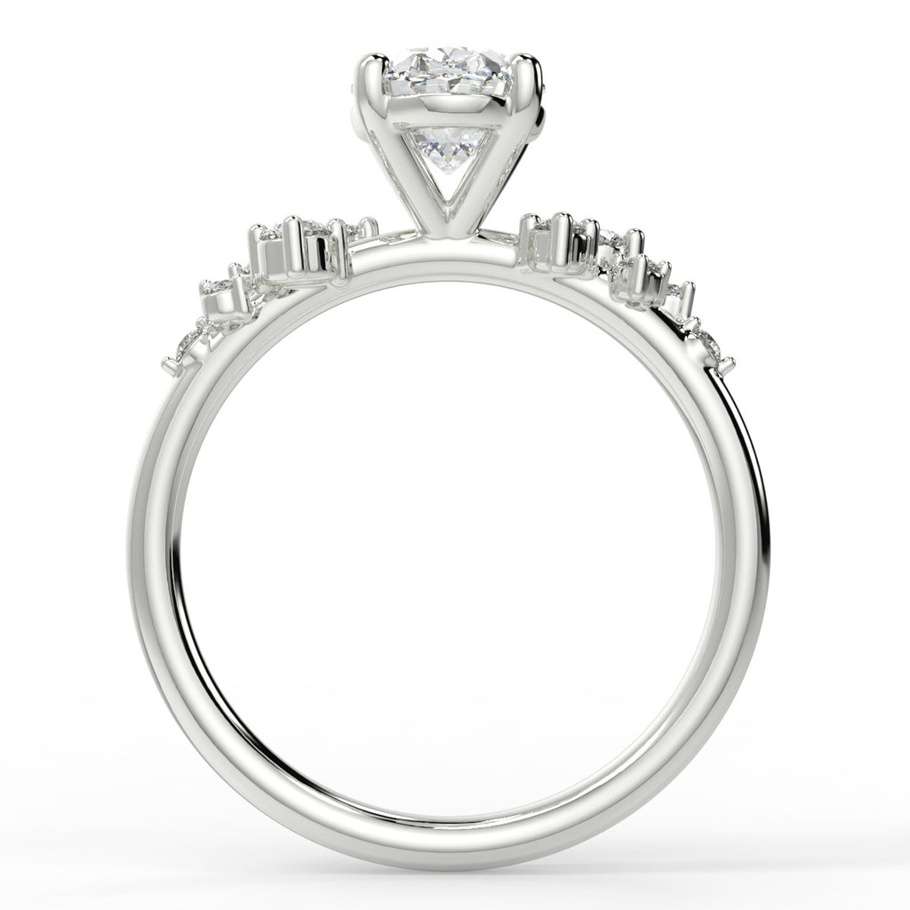Stunning 1.42 CT Oval Moissanite Engagement Ring with Cluster Design 6