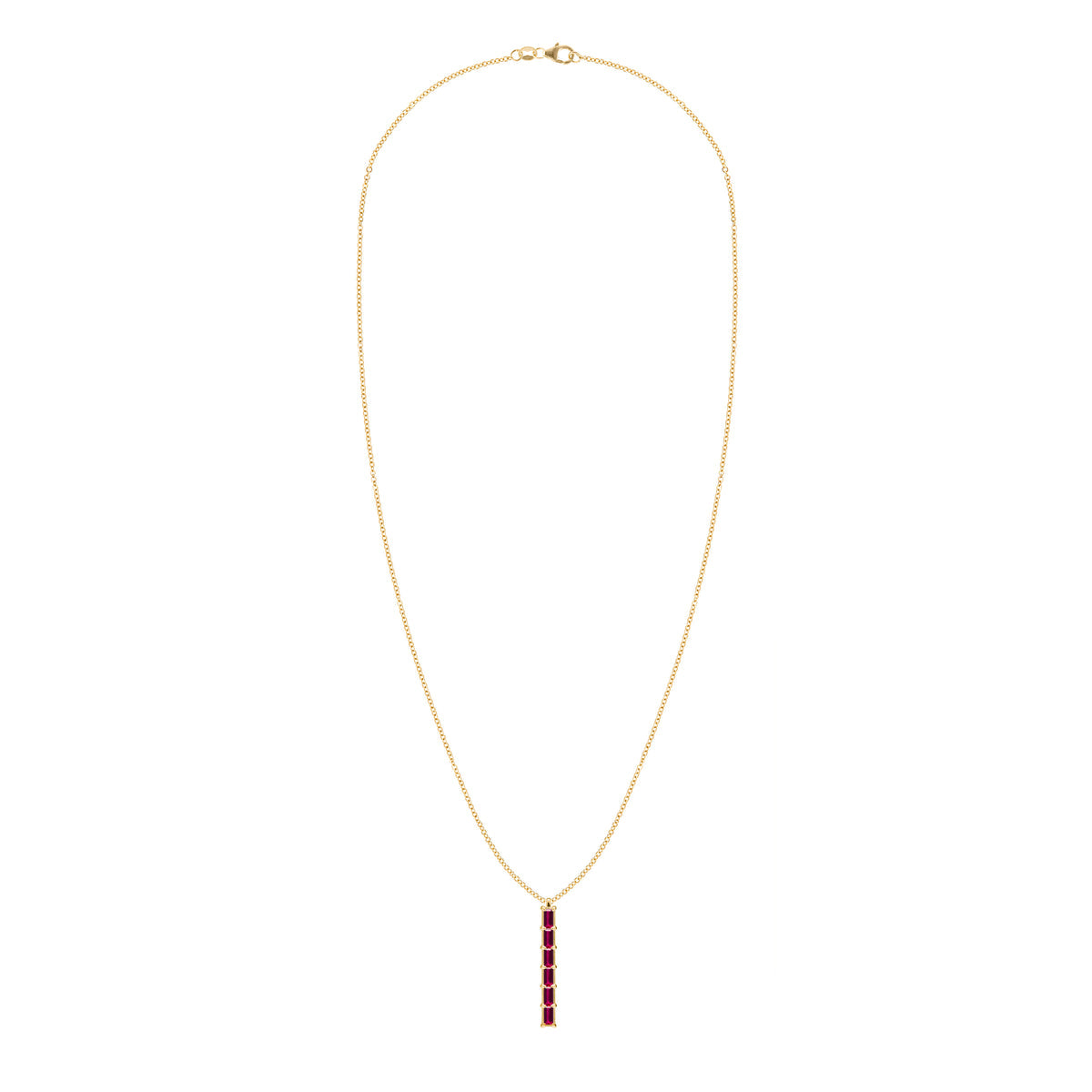 Baguette Ruby Lab Made Diamond- July Birthstone Bar Necklace 5