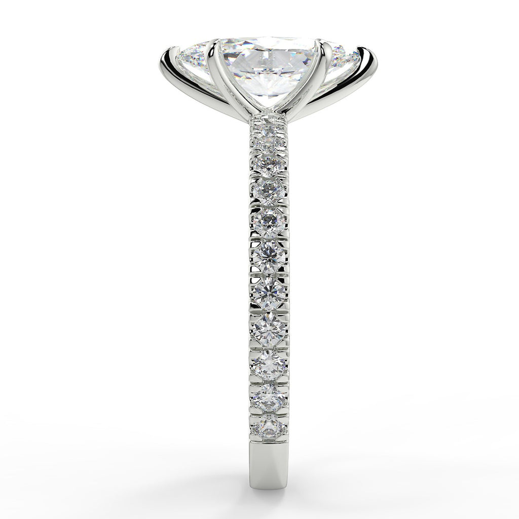 Stunning 1.05 CT Marquise Moissanite Engagement Ring with Pave Design 7