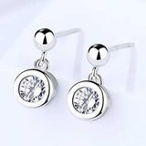 Round Cut Cubic Zirconia in 925 Sterling Silver Earrings 3