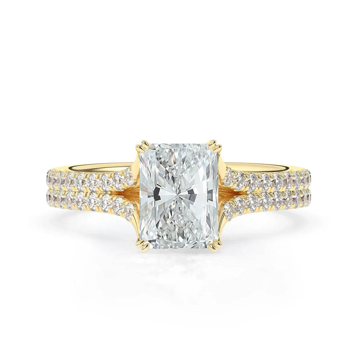 Stunning 2.0 CT Radiant Moissanite Engagement Ring with Split Shank Design 1