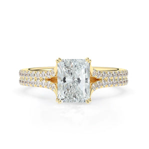 Stunning 2.0 CT Radiant Moissanite Engagement Ring with Split Shank Design