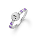 0.48 TCW Round Amethyst Lab Made Diamond- February Birthstone Ring 6