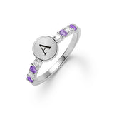 0.48 TCW Round Amethyst Lab Made Diamond- February Birthstone Ring 6
