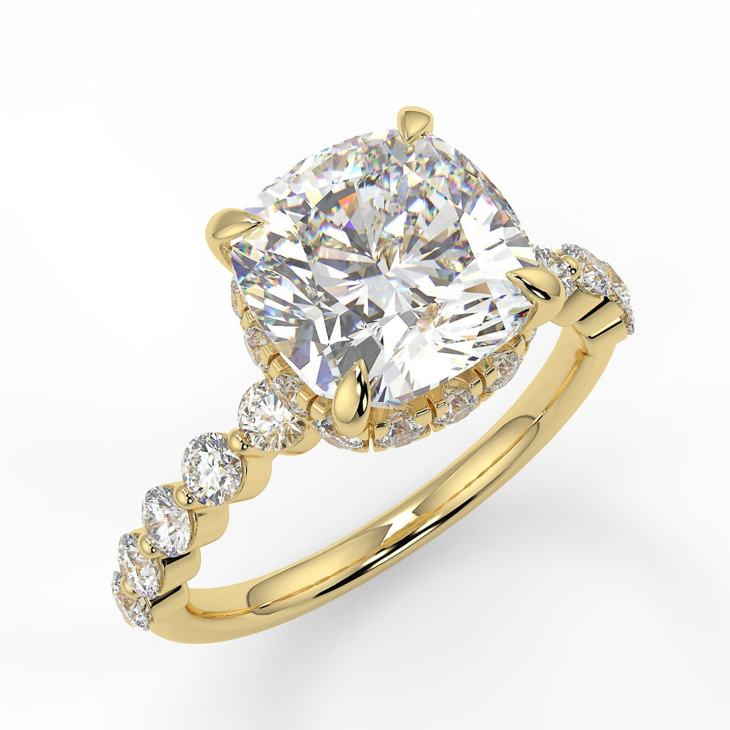 Stunning 1.0 CT Cushion Moissanite Engagement Ring with Hidden Halo & Pave Design 2