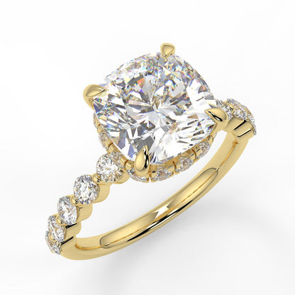 Stunning 1.0 CT Cushion Moissanite Engagement Ring with Hidden Halo & Pave Design 2