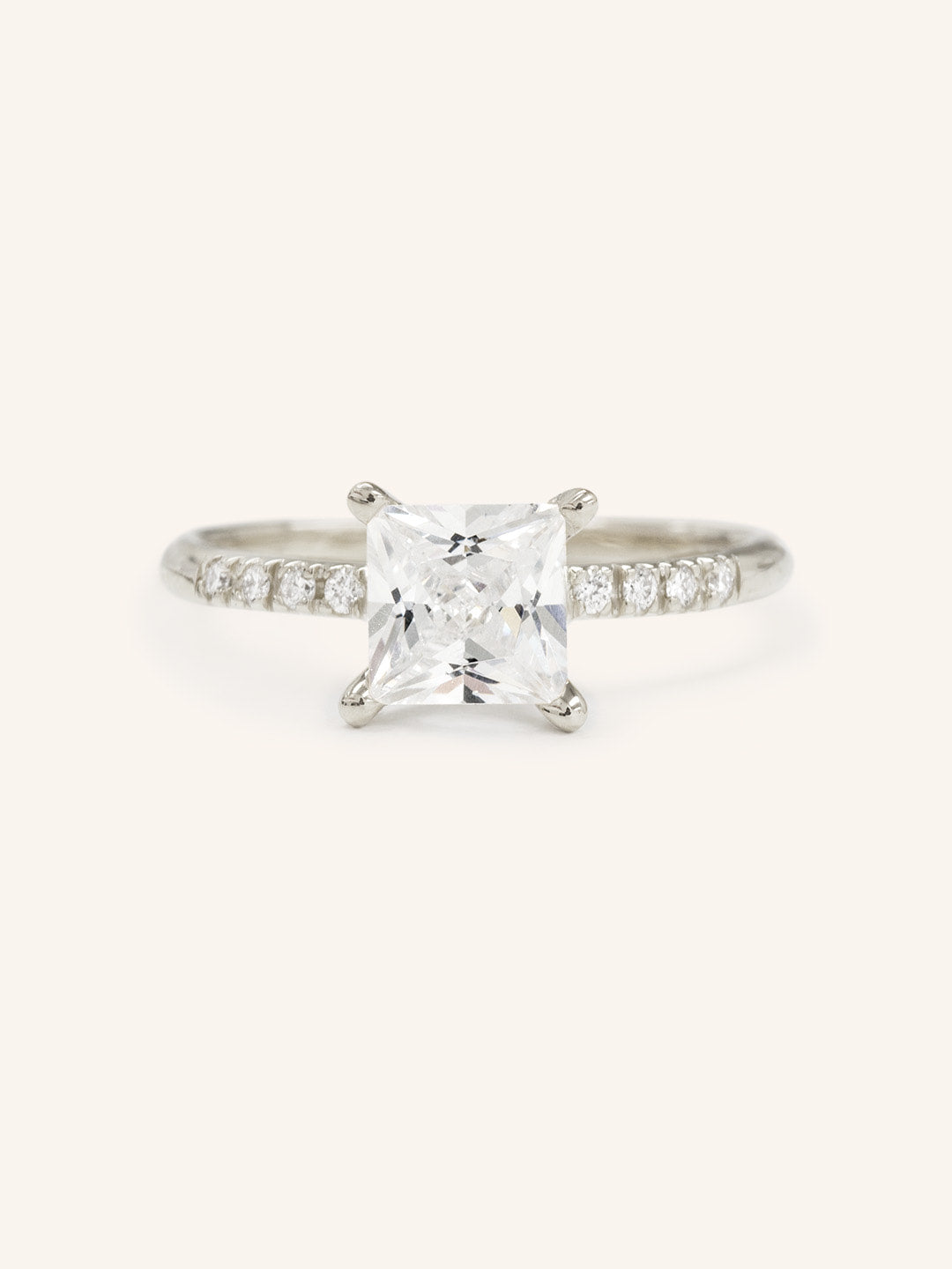 Stunning 1 CT Princess Moissanite Engagement Ring With Pave Design 3