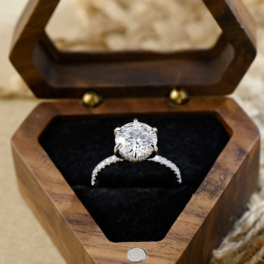 Stunning 3.0 CT Round Moissanite Engagement Ring with Hidden Halo & Pave Design 2