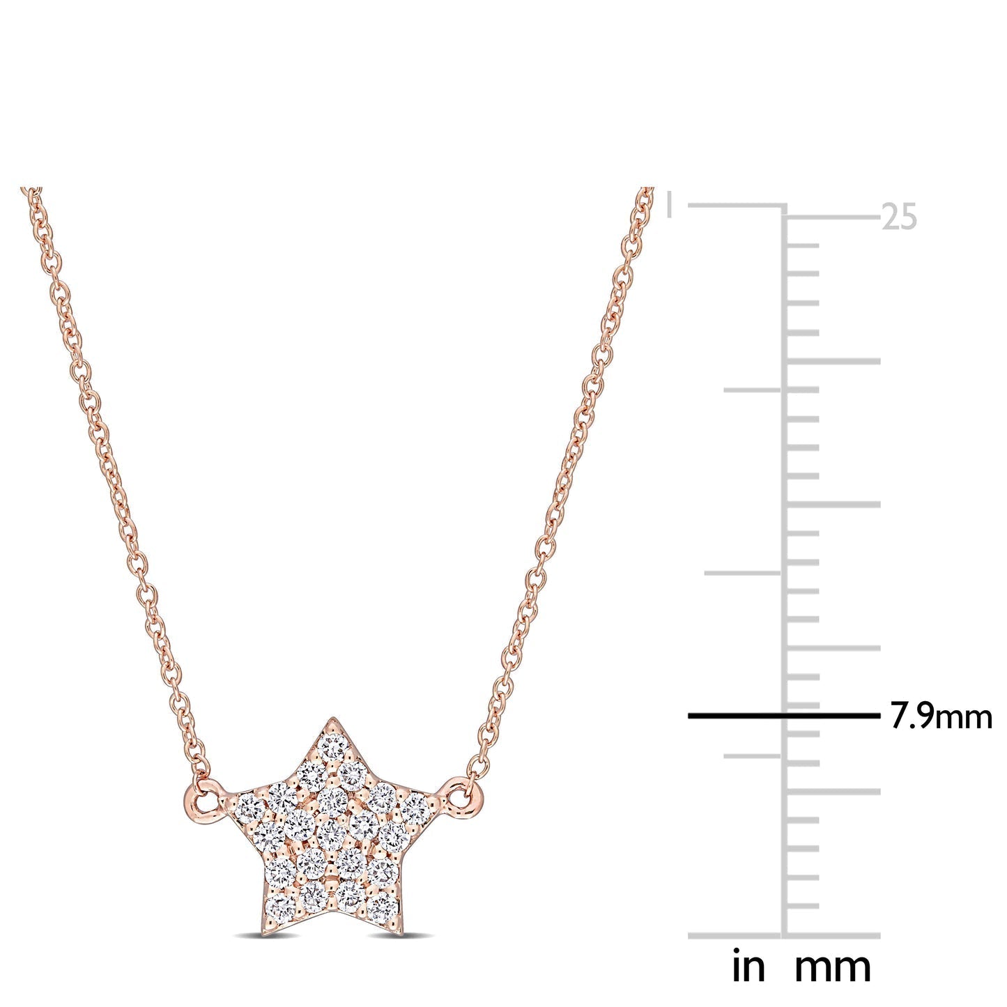 Round Cut Cubic Zirconia in 925 Sterling Silver Necklace 10