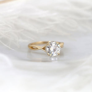 Stunning 2.0 CT Round Moissanite Engagement Ring with Hidden Halo Design