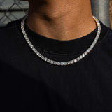 40 CT Round Moissanite Diamond Tennis Silver Necklace For Him 3