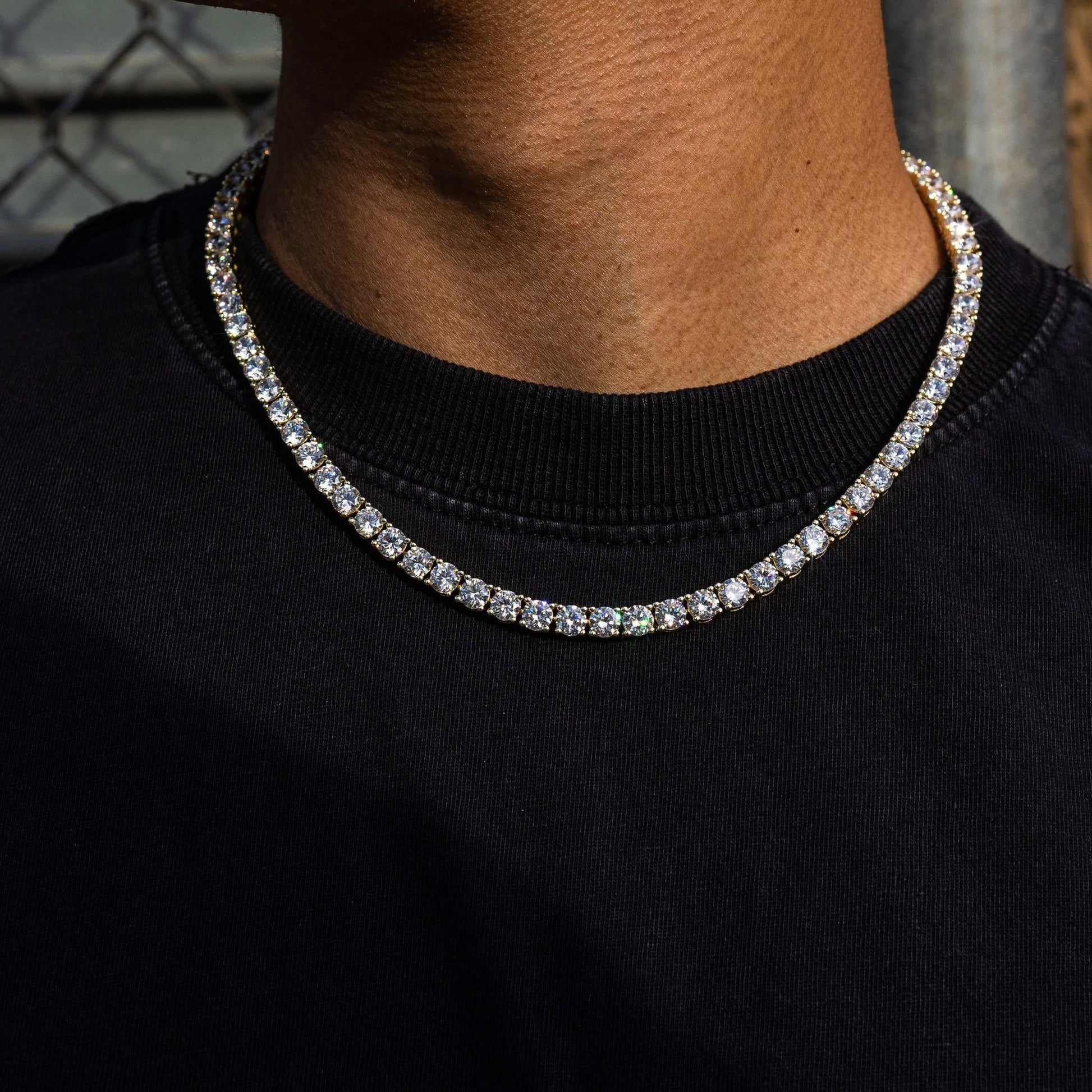 40 CT Round Moissanite Diamond Tennis Silver Necklace For Him 3