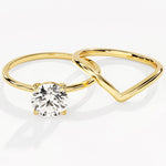 1.50 CT Round Cut Moissanite Bridal Ring Set with Plain Wedding Bands 1
