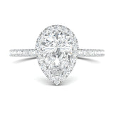 Stunning 0.4 CT Pear Moissanite Stones Pave & Halo Wedding Bands 1
