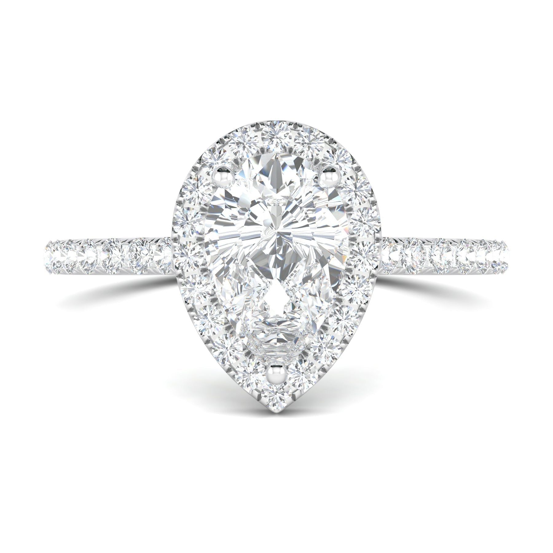 Stunning 0.4 CT Pear Moissanite Stones Pave & Halo Wedding Bands 1