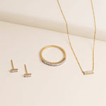 0.40 CT Baguette Moissanite Diamond Bar Pendant Necklace in Solid Gold 7