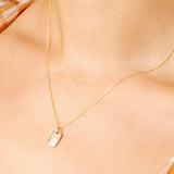 0.10 CT Round Moissanite Diamond Dog Tag Pendant Necklace in Solid Gold 4