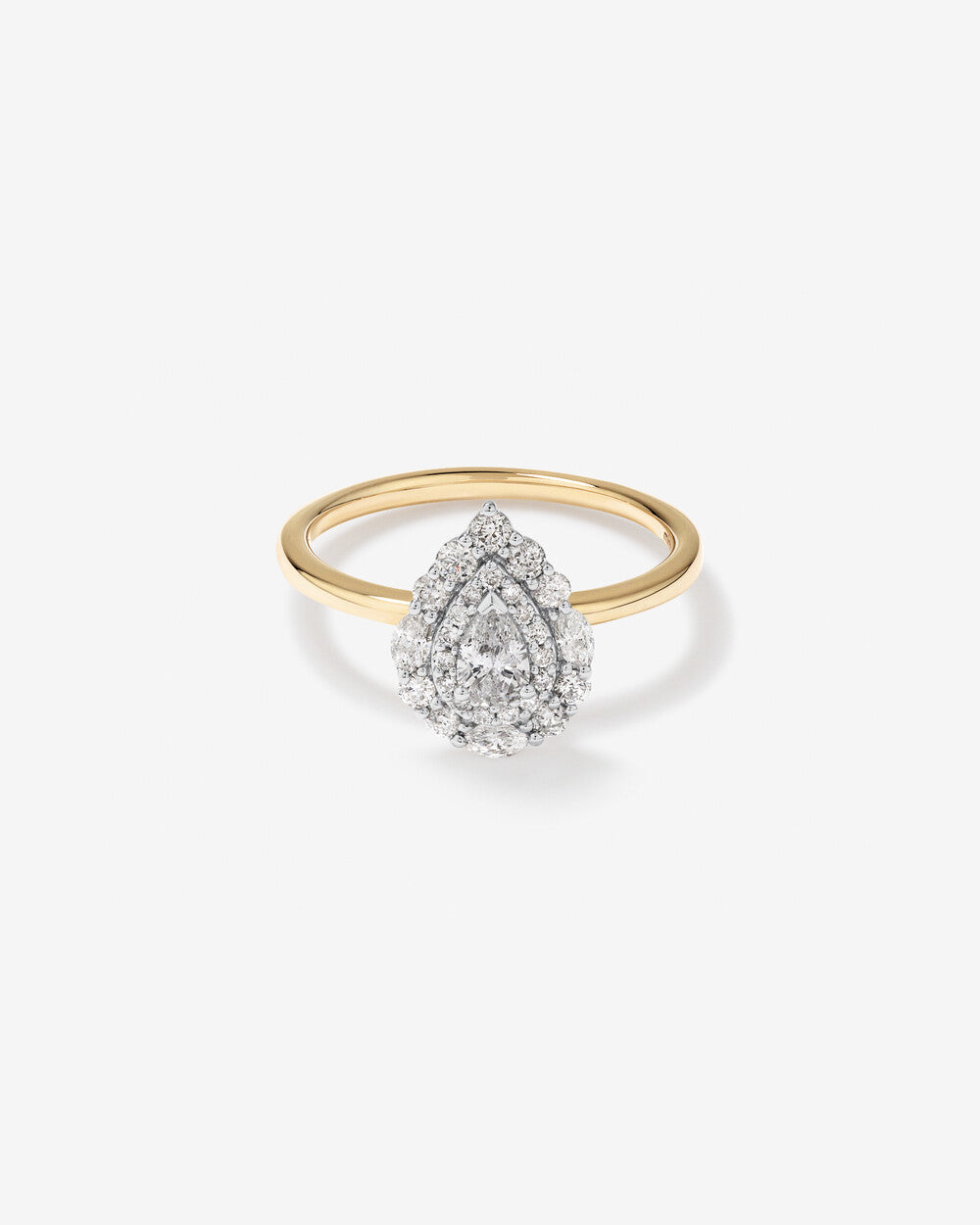 Stunning 0.8 TCW Pear Moissanite Engagement Ring In Cluster Design 1