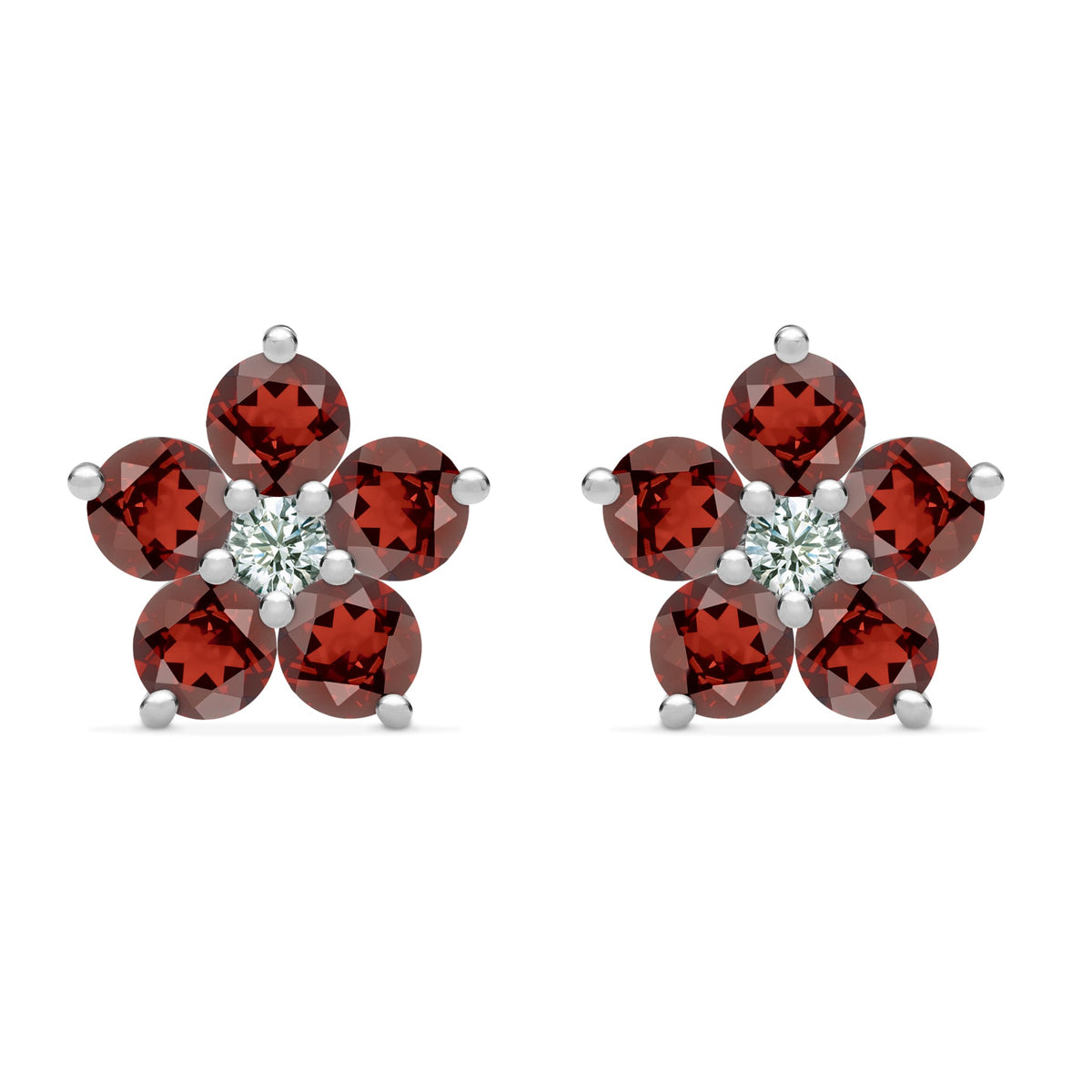 2.9 TCW Round Garnet Lab Made Diamond- January Birthstone Earrings 5