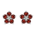2.9 TCW Round Garnet Lab Made Diamond- January Birthstone Earrings 5