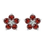 2.9 TCW Round Garnet Lab Made Diamond- January Birthstone Earrings 5