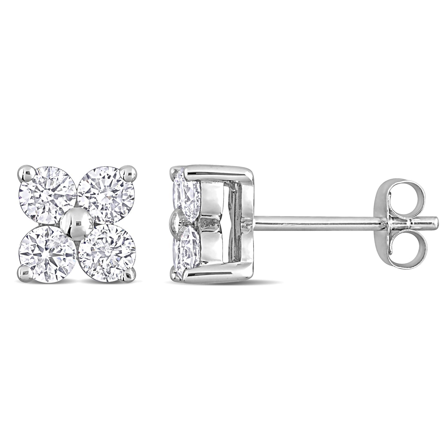 Round Cut Cubic Zirconia in 925 Sterling Silver Earrings 2