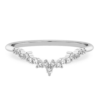 Stunning 0.20 CT Round Moissanite Stones Curved Wedding Bands 1