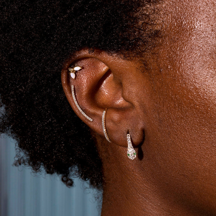 0.20 TCW Round Cut Moissanite Climber Earrings in Gold 8