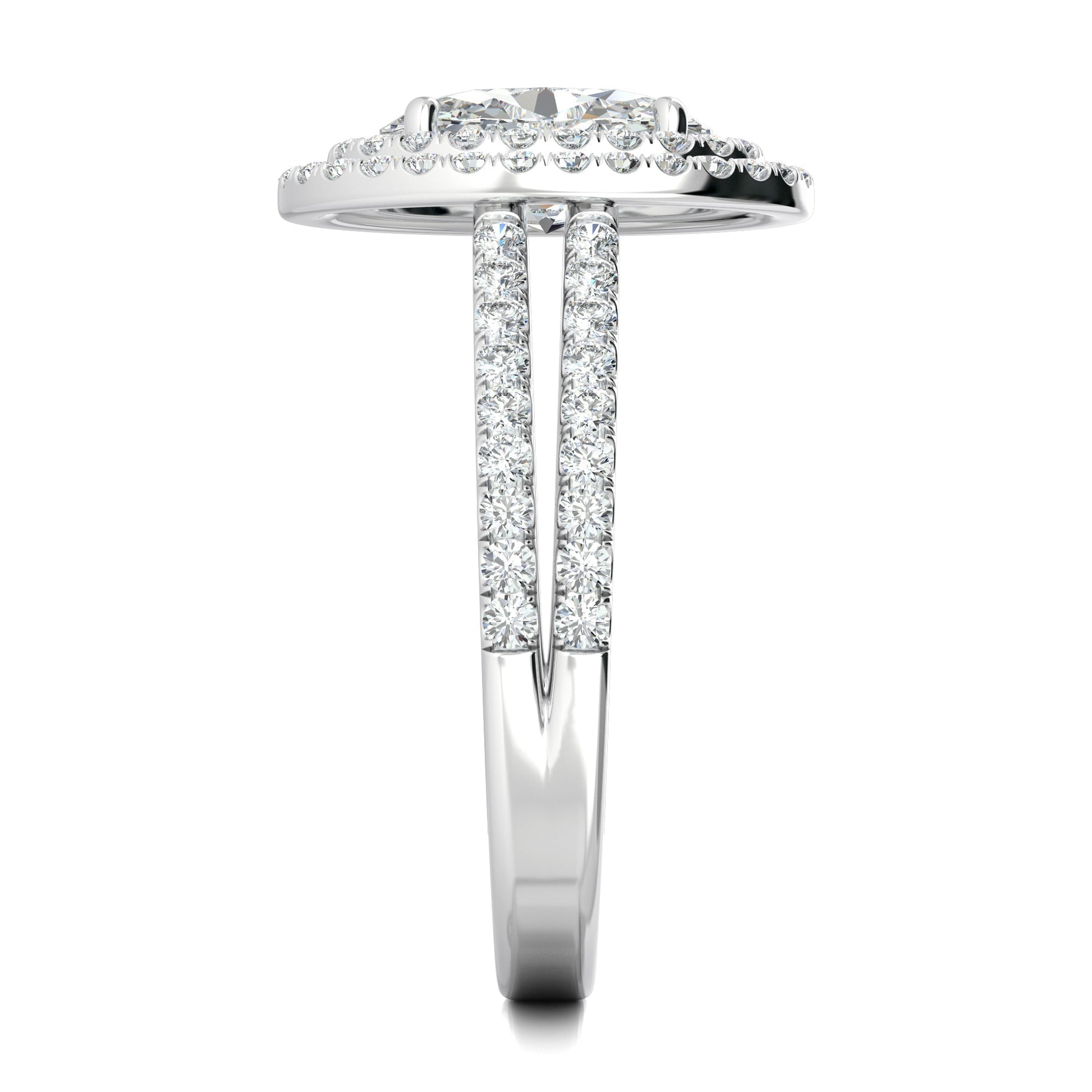 Stunning 0.5 CT Oval Moissanite Stones Engagement Ring In Double Halo & Pave Design 4