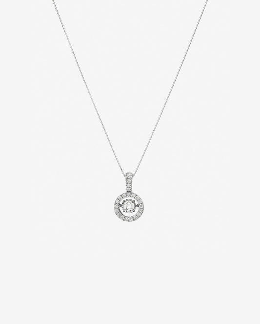 Round Cut Cubic Zirconia in 925 Sterling Silver Necklace 1