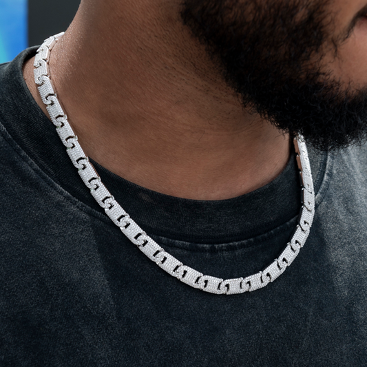 25 CT Round Moissanite Diamond Pave Silver Necklace For Him 2