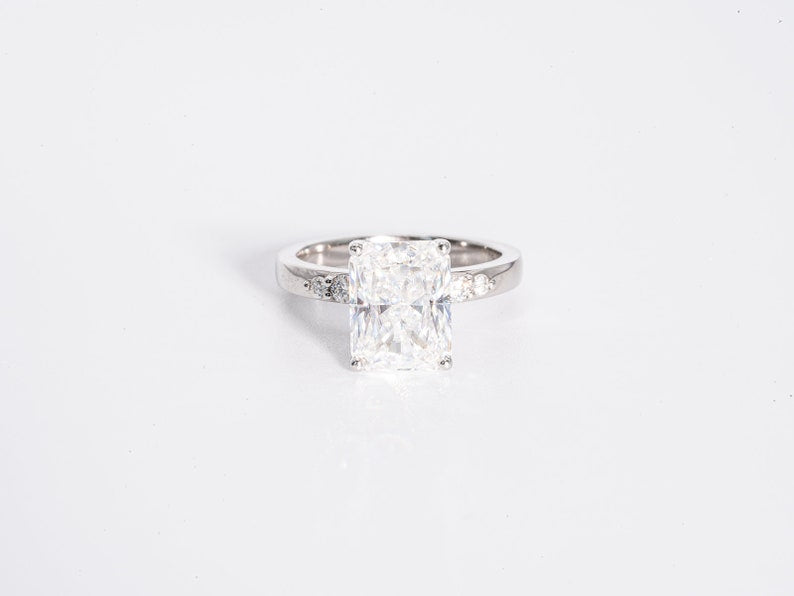 Stunning 3.0 CT Radiant Cut Moissanite Engagement Ring with Pave Design 1