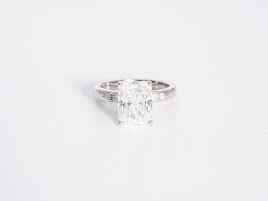 Stunning 3.0 CT Radiant Cut Moissanite Engagement Ring with Pave Design 1