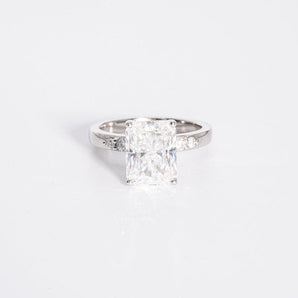 Stunning 3.0 CT Radiant Cut Moissanite Engagement Ring with Pave Design