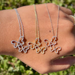 0.50 CT Round Moissanite Diamond Double Butterfly Pendant Necklace in Solid Gold 2