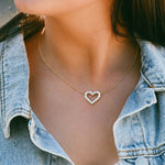 0.40 TCW Round Moissanite Diamond Heart Pendant Necklace in Solid Gold 4