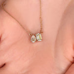 0.50 CT Emerald & Pear Moissanite Diamond Two Stone Pendant Necklace in Solid Gold 3