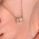 0.50 CT Emerald & Pear Moissanite Diamond Two Stone Pendant Necklace in Solid Gold 3