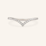 Stunning 0.3 TCW Round Moissanite Stones Curved Wedding Band 3