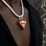 3.5 CT Princess & Round Moissanite Superman Logo Style Silver Pendant for Him 3