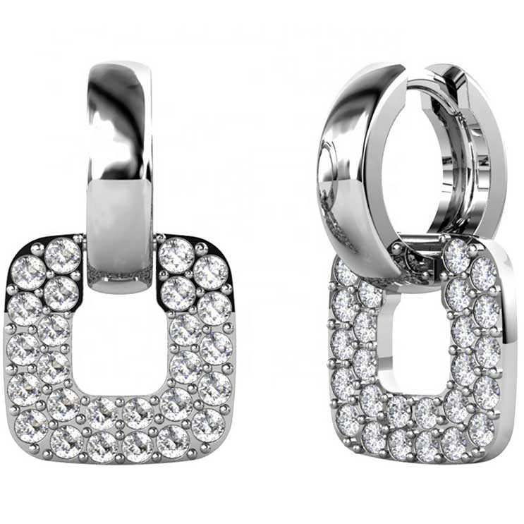 Round Cut Cubic Zirconia in 925 Sterling Silver Earrings 1