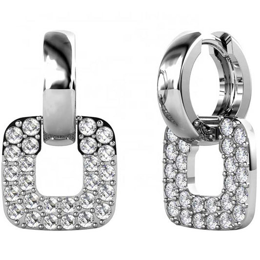 Round Cut Cubic Zirconia in 925 Sterling Silver Earrings 1