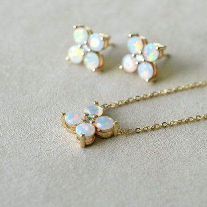 1.16 TCW Round Opal Lab Made Diamond- October Birthstone Necklace 8