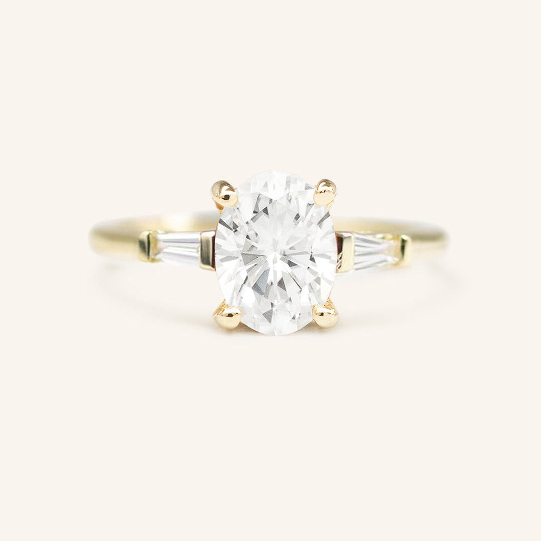 Stunning 1 CT Oval Moissanite Engagement Ring With Three Stone Design 1