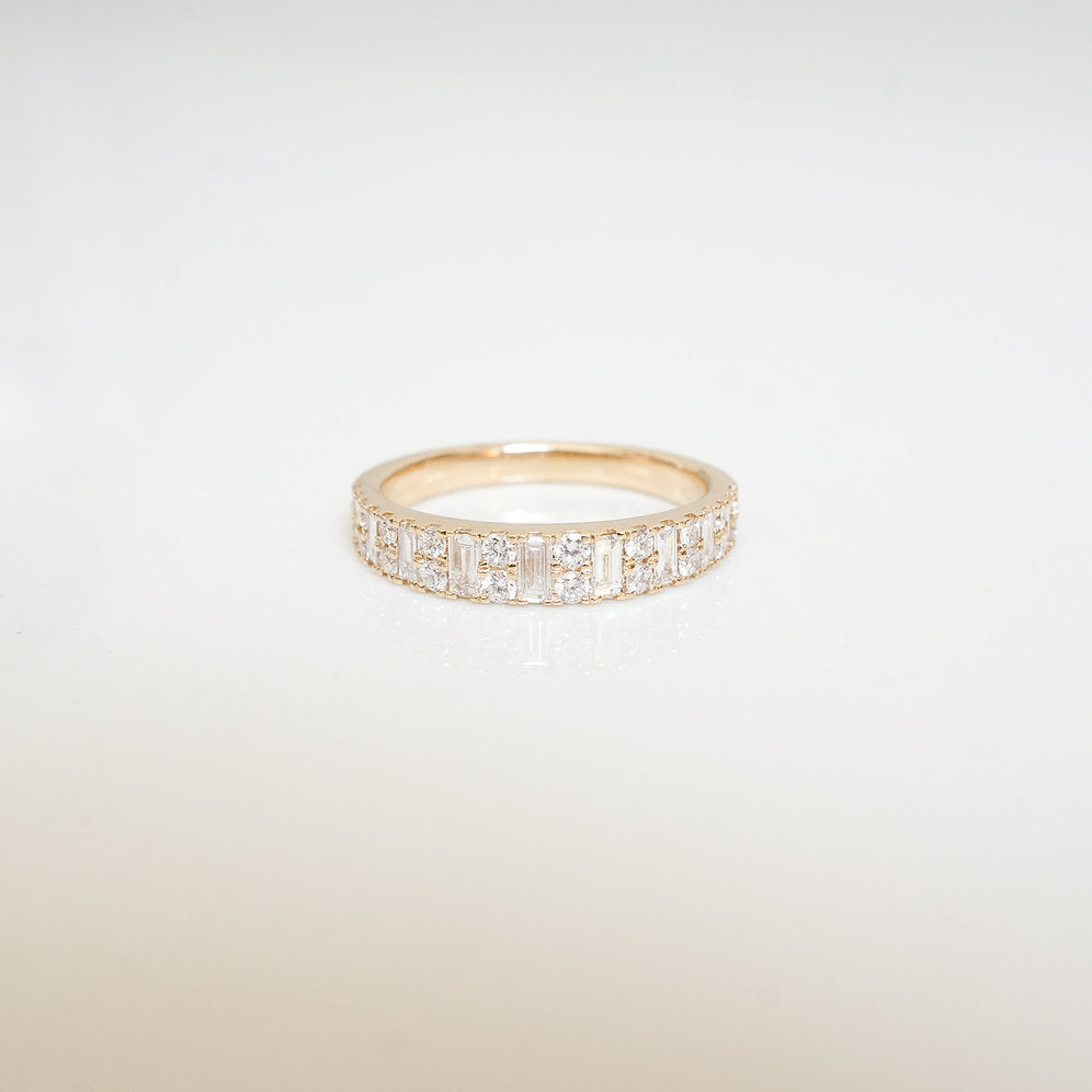 Stunning 0.4 TCW Baguette and Round Moissanite Stones in Half Eternity Wedding Bands 1