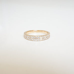 Stunning 0.4 TCW Baguette and Round Moissanite Stones in Half Eternity Wedding Bands