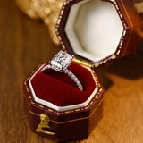 3.0 CT Radiant Shaped Moissanite Engagement Ring With Hidden Halo Pave Accents 2